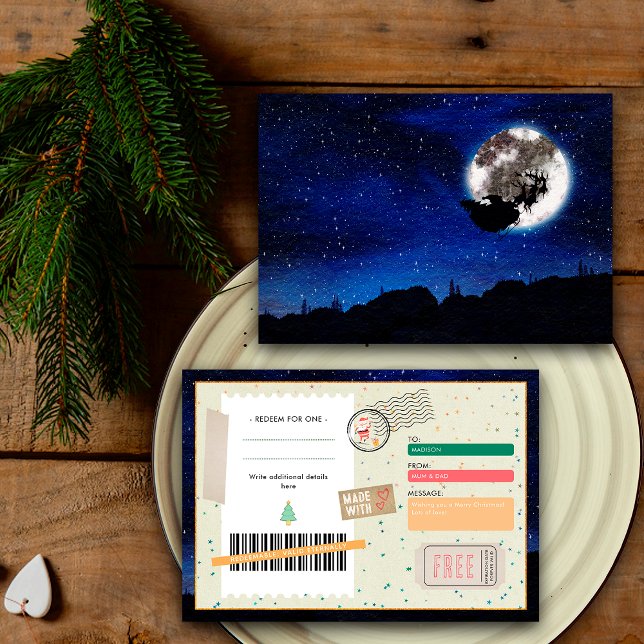 Santa Claus Night Sky Christmas Ticket Gift Coupon (Von Creator hochgeladen)