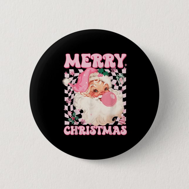 Santa Claus Nk Sungles Blowing Bubble Gum Christma Button (Vorderseite)