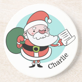Santa Claus nom personnalisé dessous de verre en g