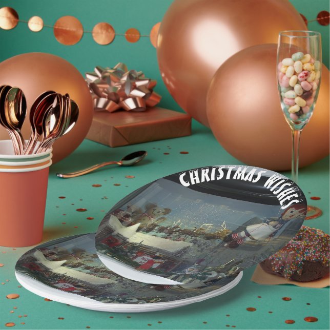 Santa Claus North Pole Weihnachten Pappteller (Multi)