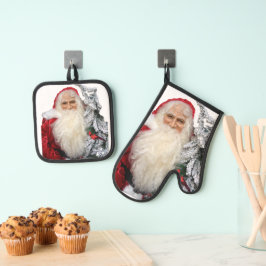 Santa Claus Ofenhandschuh & Topflappen-Set