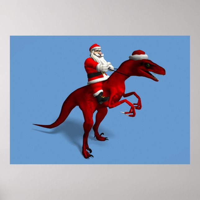 Santa Claus on Dinosaur Poster (Vorne)