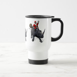 Santa Claus On Rhino Rhinoceros Reisebecher