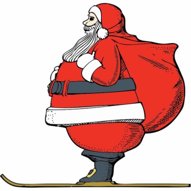 Santa Claus on ski Freistehende Fotoskulptur (Vorne)