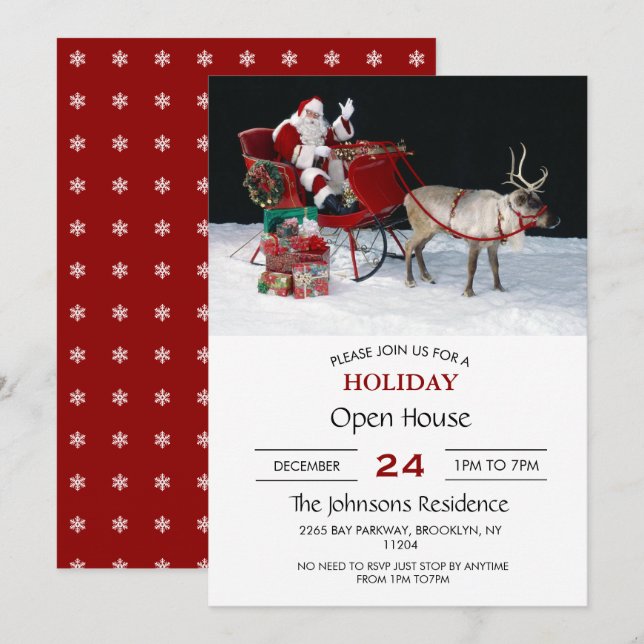 Santa Claus on sleigh with presents Einladung (Vorne/Hinten)