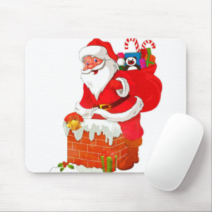 Santa Claus on the roof cartoon Mousepad