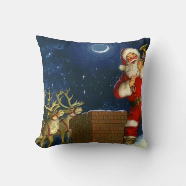 Santa Claus on the roof Kissen (Vorderseite)