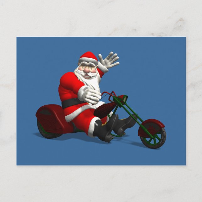 Santa Claus on Trike Feiertagspostkarte (Vorderseite)