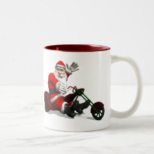 Santa Claus on Trike Zweifarbige Tasse