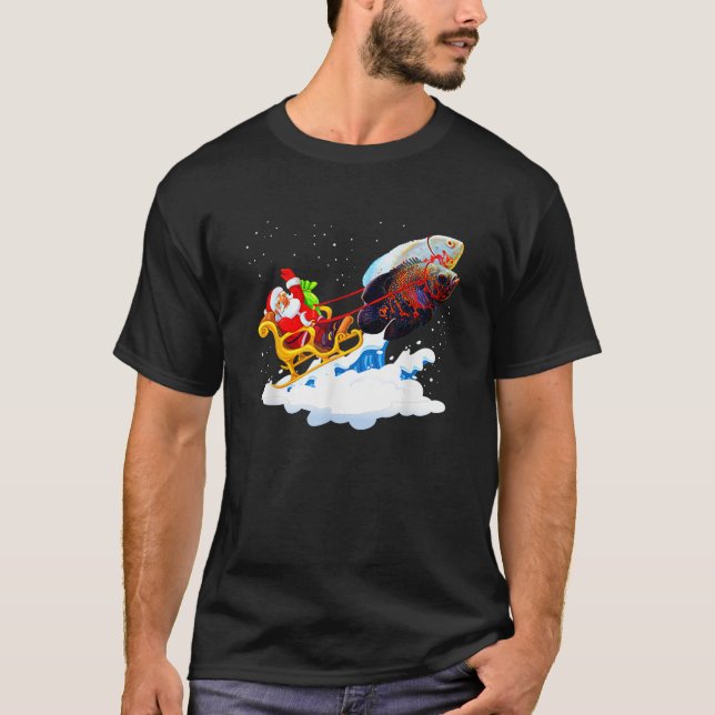 Santa Claus Oscar Fish Cichlids Funny Ugly Sweater T-Shirt (Vorderseite)