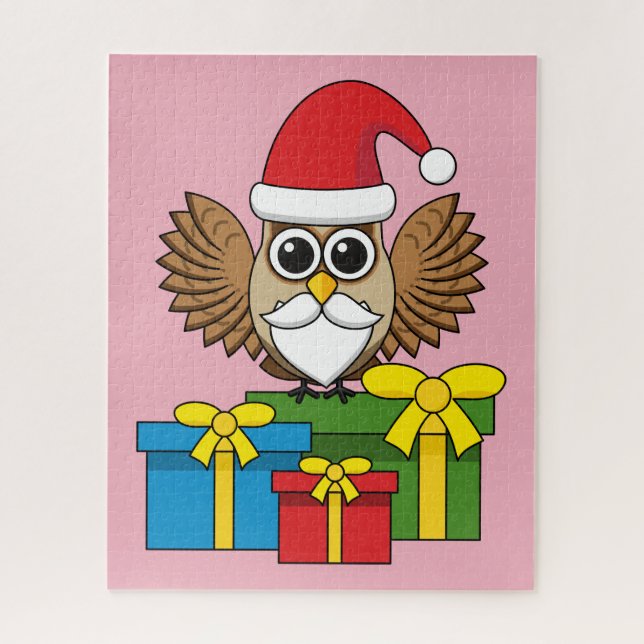 Santa Claus Owl mit Geschenken (Vertikal)