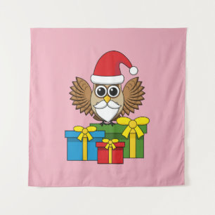 Santa Claus Owl mit Geschenken Wandteppich