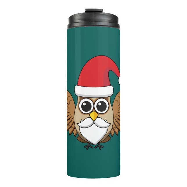 Santa Claus Owl Thermosbecher (Vorderseite)