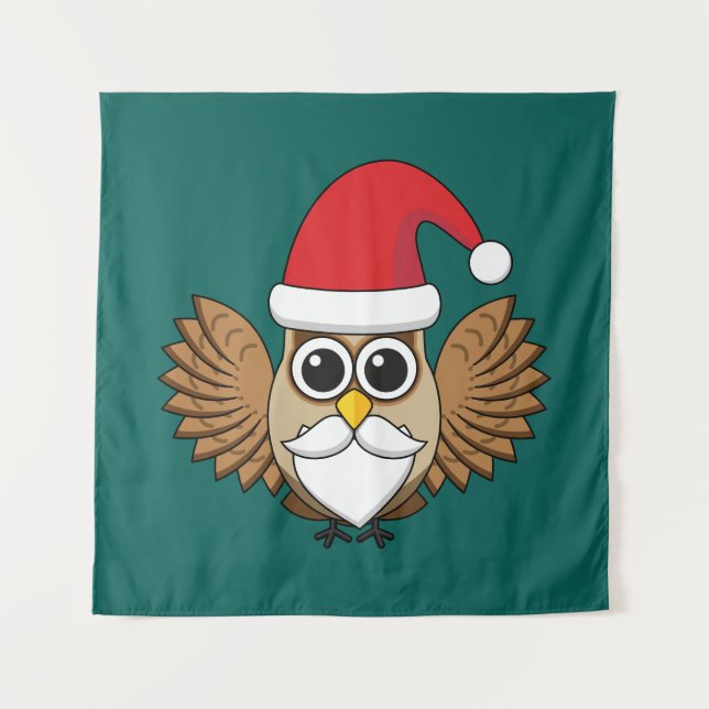 Santa Claus Owl Wandteppich (Vorderseite)