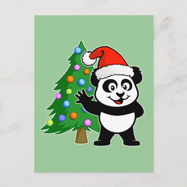 Santa Claus Panda Feiertagspostkarte (Vorderseite)
