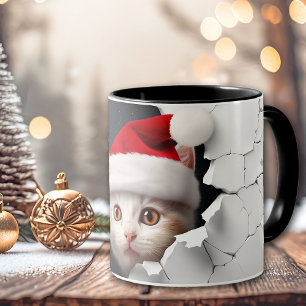 Santa Claus Peking Cat Cracked Wall Tasse