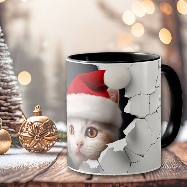 Santa Claus Peking Cat Cracked Wall Tasse (Von Creator hochgeladen)