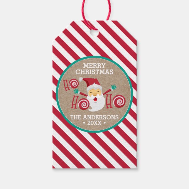 Santa Claus Peppermint Personalisiert Weihnachten Geschenkanhänger (Vorderseite)