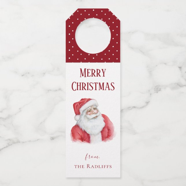 Santa Claus Personalisiert Holiday Bottle Hanger Flaschenanhänger (Vorderseite)