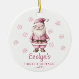 Santa Claus Personalized Girl's First Christmas Keramik Ornament