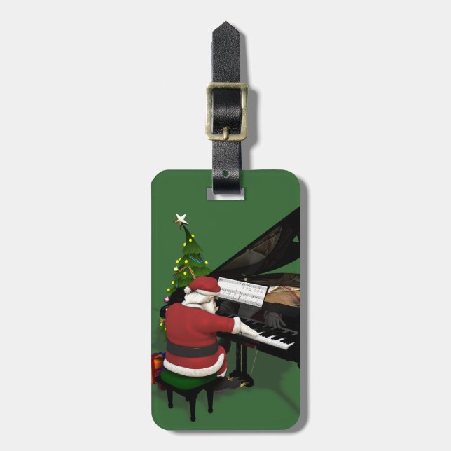 Santa Claus Piano Gepäckanhänger (Vorderseite vertikal)
