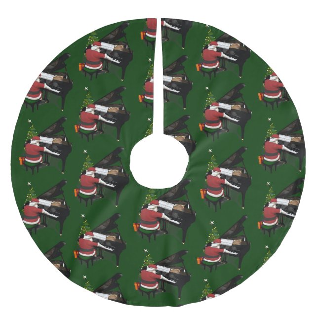 Santa Claus Piano Polyester Weihnachtsbaumdecke (Vorderseite)