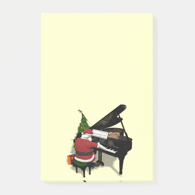 Santa Claus Piano Post-it Klebezettel (Vorderseite)