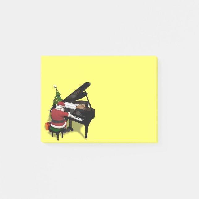 Santa Claus Piano Post-it Klebezettel (Vorderseite)