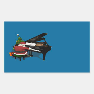 Santa Claus Piano Rechteckiger Aufkleber