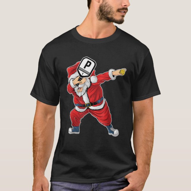 Santa Claus Pickleball Paddle Funny Pickleball Chr T-Shirt (Vorderseite)