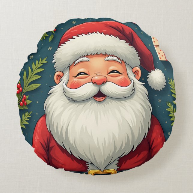 Santa Claus Pillow Cushion Rundes Kissen (Vorderseite)