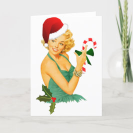 santa claus pin up feiertagskarte