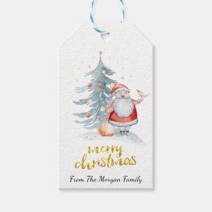 Santa Claus Pine Tree Weihnachten Geschenkanhänger
