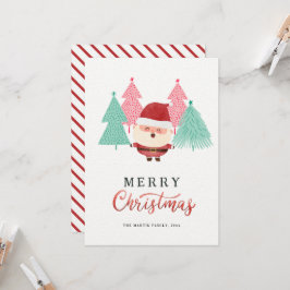 Santa Claus Pine Tree Weihnachtskarte Einladung