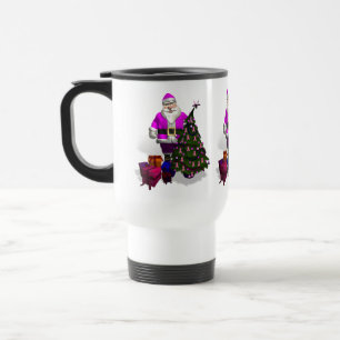 Santa Claus Pink Ribbons Reisebecher