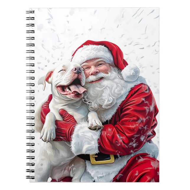 Santa Claus & Pitbull Puppy Dog Notizblock (Vorderseite)