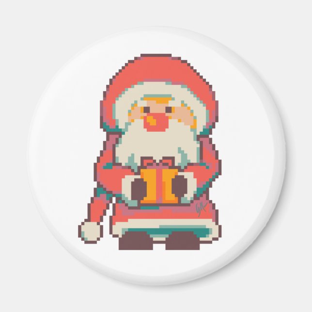 Santa Claus Pixelart, Pixel Art  Magnet (Vorne)