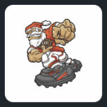Santa Claus Playing Football illustration Quadratischer Aufkleber<br><div class="desc">santa claus christmas football, 
speed fun muscular power, 
 male player college american , 
game ball sport, 
 funny old father merry, 
 smile illustration hat beard , 
happy red xmas snow, 
 winter holiday cartoon, 
football santa claus christmas , </div>
