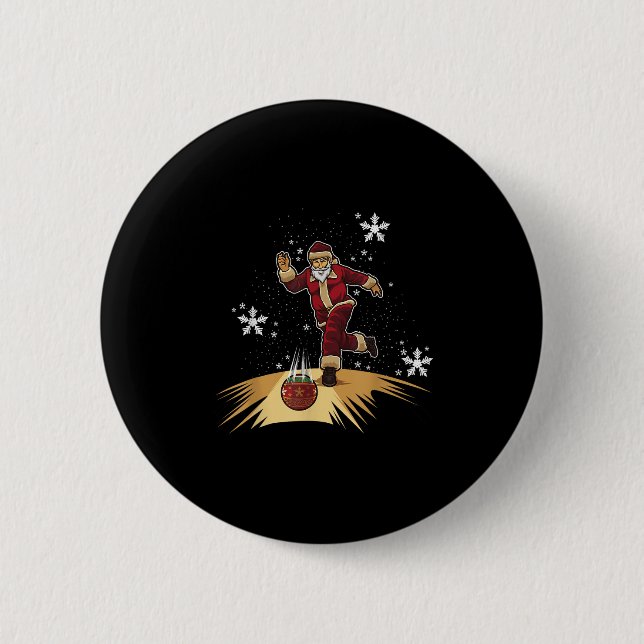 Santa Claus Plays Bowling - Xmas Gift For Your Bow Button (Vorderseite)