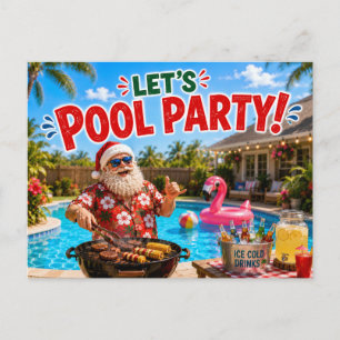 Santa Claus Pool-Weihnachtsfeier-Einladung Postkarte