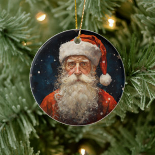 Santa Claus Portrait Vincent Van Gogh Style Keramik Ornament
