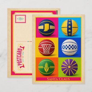 Santa Claus Postkarte Indiana Basketball Vintage