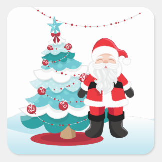 Santa Claus Quadratischer Aufkleber