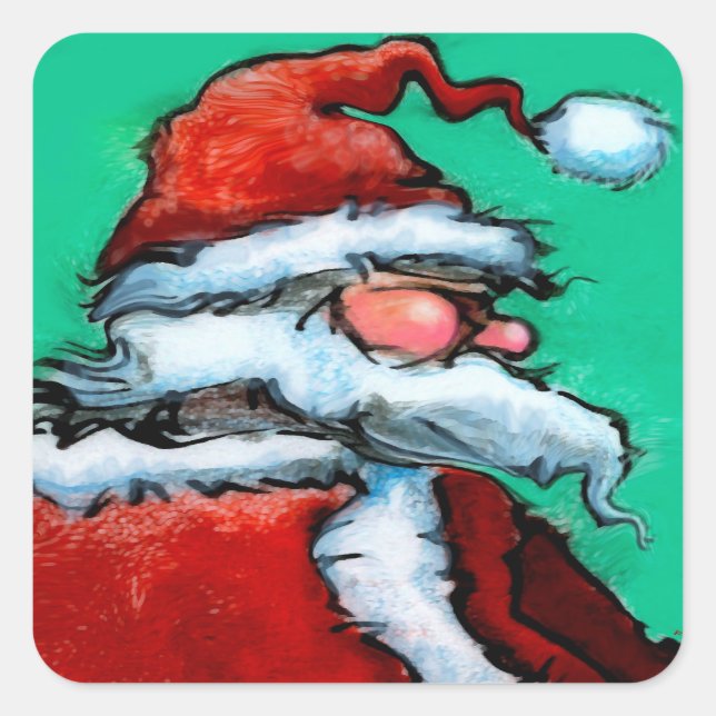 Santa Claus Quadratischer Aufkleber (Vorderseite)