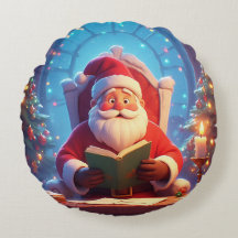 Santa Claus Reading a Book by Candlelight