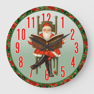 Santa Claus Reading Wall Uhr