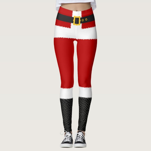 Santa Claus Red Christmas Costume Leggings (Vorderseite)