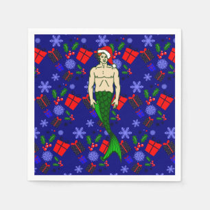santa claus redhead merman ugly xmas mermaid gifts serviette