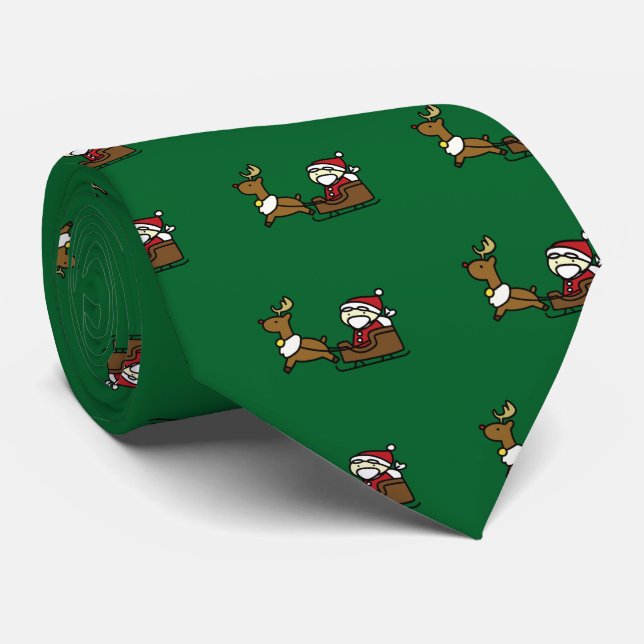 santa claus & reindeer krawatte (Gerollt)