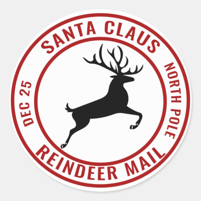 Santa Claus Reindeer Mail Nordpol Runder Aufkleber (Vorderseite)